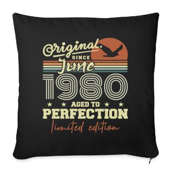 Born in June 1980, June 1980, Born June 1980 June 1980 - Sofa pillowcase 17,3'' x 17,3'' (45 x 45 cm) - black - Front