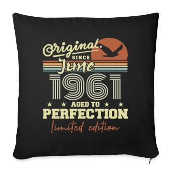 Geboren im Juni 1961, Juni 1961, geboren im Juni 1961 Juni 1961 - Sofakissenbezug 45 x 45 cm - Schwarz - Vorne