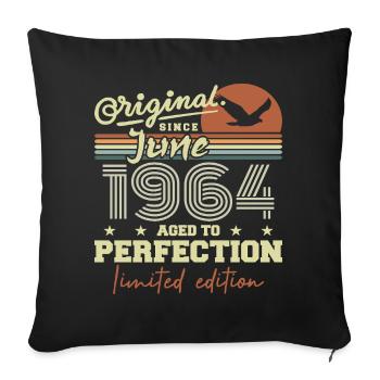 Né en Juin 1964, Juin 1964, Né juin 1964 June 1964 - Housse de coussin décorative 45 x 45 cm - noir - Devant
