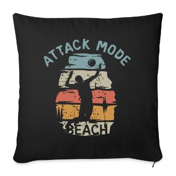 attack mode beach - vintage Volleyball Spieler - Sofakissenbezug 45 x 45 cm - Schwarz - Vorne