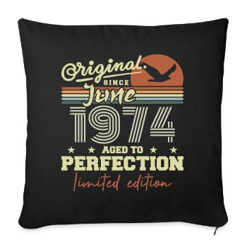 Born in June 1974, June 1974, Born June 1974 June 1974 - Sofa pillowcase 17,3'' x 17,3'' (45 x 45 cm) - black - Front