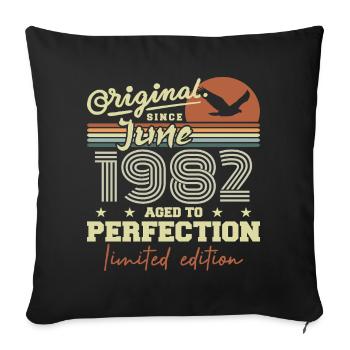 Born in June 1982, June 1982, Born June 1982 June 1982 - Sofa pillowcase 17,3'' x 17,3'' (45 x 45 cm) - black - Front