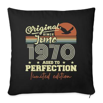 Born in June 1970, June 1970, Born June 1970 June 1970 - Sofa pillowcase 17,3'' x 17,3'' (45 x 45 cm) - black - Front