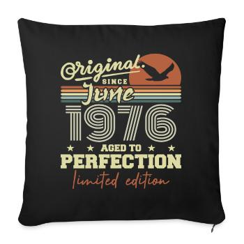Né en Juin 1976, Juin 1976, Né juin 1976 June 1976 - Housse de coussin décorative 45 x 45 cm - noir - Devant
