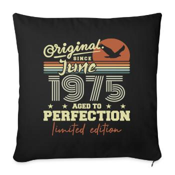 Born in June 1975, June 1975, Born June 1975 June 1975 - Sofa pillowcase 17,3'' x 17,3'' (45 x 45 cm) - black - Front