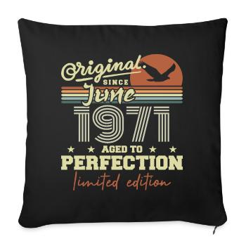 Né en Juin 1971, Juin 1971, Né juin 1971 June 1971 - Housse de coussin décorative 45 x 45 cm - noir - Devant