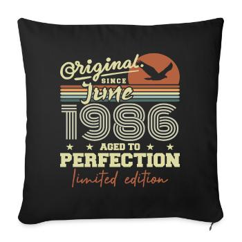 Born in June 1986, June 1986, Born June 1986 June 1986 - Sofa pillowcase 17,3'' x 17,3'' (45 x 45 cm) - black - Front