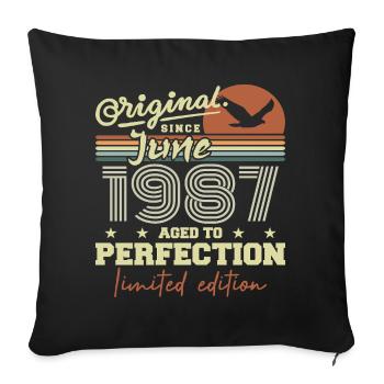 Born in June 1987, June 1987, Born June 1987 June 1987 - Sofa pillowcase 17,3'' x 17,3'' (45 x 45 cm) - black - Front
