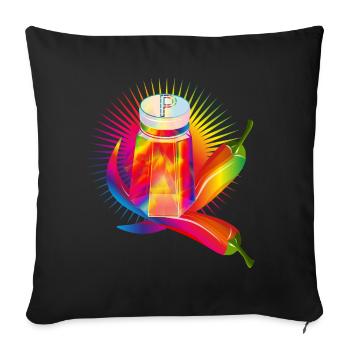 Colorful pepper shakers with hot chillies - Sofa pillowcase 17,3'' x 17,3'' (45 x 45 cm) - black - Front