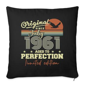 Juillet 1961 Anniversaire Rétro Né en Juillet 1961 - Housse de coussin décorative 45 x 45 cm - noir - Devant