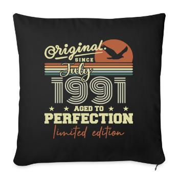 Juillet 1991 Anniversaire Rétro Né en Juillet 1991 - Housse de coussin décorative 45 x 45 cm - noir - Devant