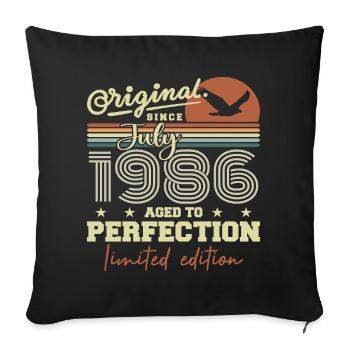 Juillet 1986 Anniversaire Rétro Né en Juillet 1986 - Housse de coussin décorative 45 x 45 cm - noir - Devant