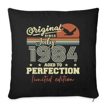 Juillet 1984 Anniversaire Rétro Né en Juillet 1984 - Housse de coussin décorative 45 x 45 cm - noir - Devant
