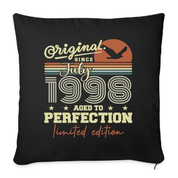Juillet 1998 Anniversaire Rétro Né en Juillet 1998 - Housse de coussin décorative 45 x 45 cm - noir - Devant