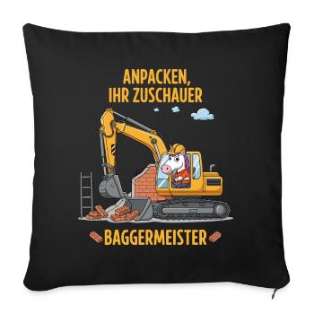 Maître excavatrice licorne - Housse de coussin décorative 45 x 45 cm - noir - Devant