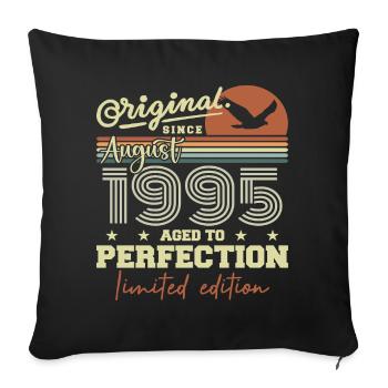 Août 1995 Anniversaire Août 1995 Vintage Août 1995 - Housse de coussin décorative 45 x 45 cm - noir - Devant