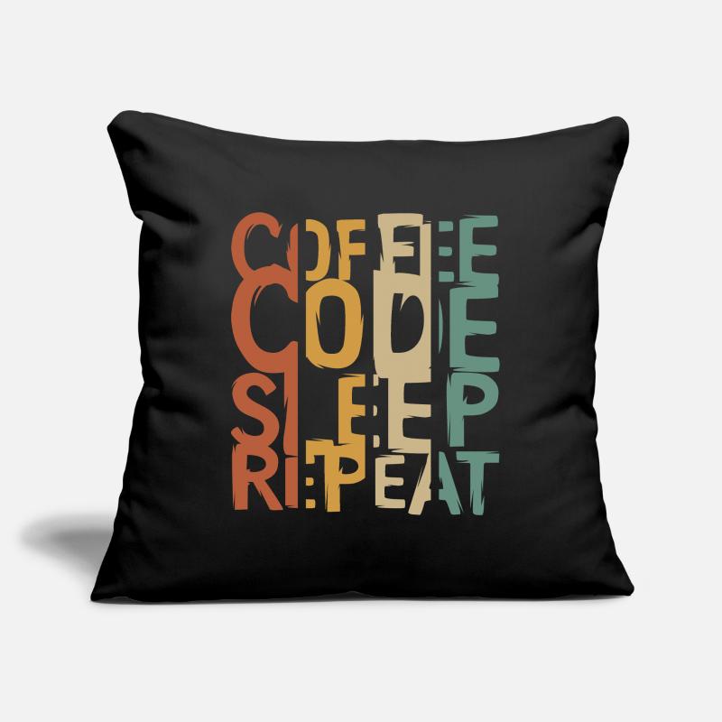 Coffee Code Sleep Repeat – Conception pour les développeurs Housse de coussin décorative 45 x 45 cm
