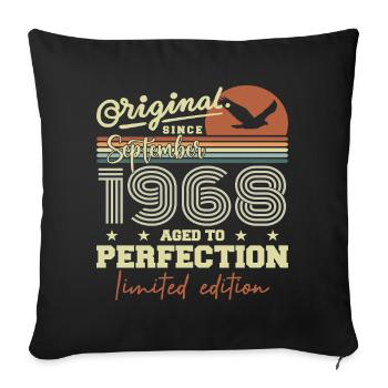 Born in September 1968 September - September 1968 - Sofa pillowcase 17,3'' x 17,3'' (45 x 45 cm) - black - Front