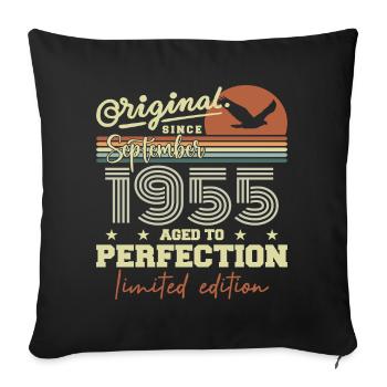 Born in September 1955 September - September 1955 - Sofa pillowcase 17,3'' x 17,3'' (45 x 45 cm) - black - Front