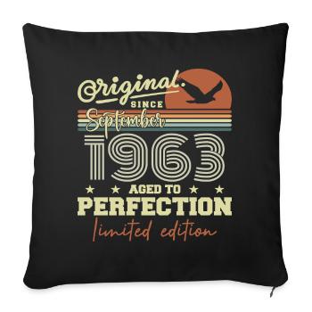 Born in September 1963 September - September 1963 - Sofa pillowcase 17,3'' x 17,3'' (45 x 45 cm) - black - Front