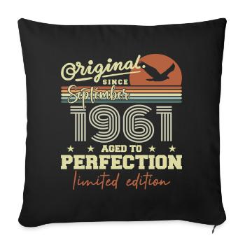 Born in September 1961 September - September 1961 - Sofa pillowcase 17,3'' x 17,3'' (45 x 45 cm) - black - Front
