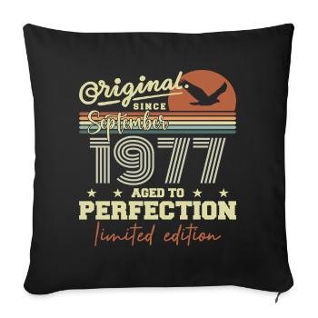 Born in September 1977 September - September 1977 - Sofa pillowcase 17,3'' x 17,3'' (45 x 45 cm) - black - Front