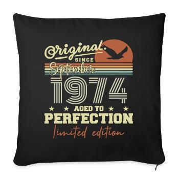Born in September 1974 September - September 1974 - Sofa pillowcase 17,3'' x 17,3'' (45 x 45 cm) - black - Front