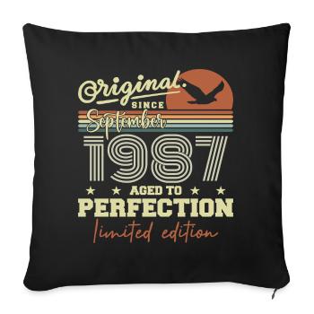 Born in September 1987 September - September 1987 - Sofa pillowcase 17,3'' x 17,3'' (45 x 45 cm) - black - Front