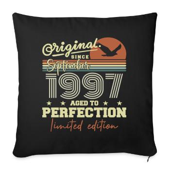 Born in September 1997 September - September 1997 - Sofa pillowcase 17,3'' x 17,3'' (45 x 45 cm) - black - Front