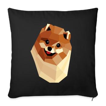 Pommerschen Low Poly — Geometrisches Porträt - Sofakissenbezug 45 x 45 cm - Schwarz - Vorne