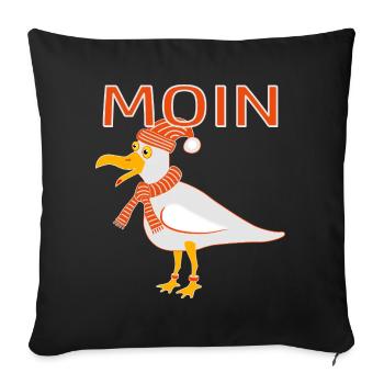 Funny seagull with cap - Sofa pillowcase 17,3'' x 17,3'' (45 x 45 cm) - black - Front