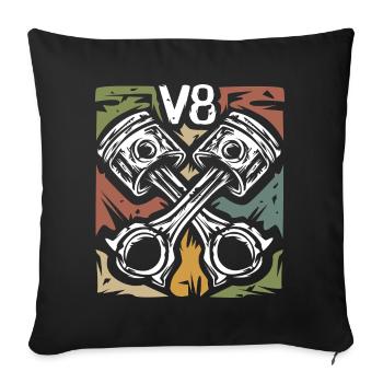 V8 Retro Pistons – Muscle Car &amp; Biker - Sofa pillowcase 17,3'' x 17,3'' (45 x 45 cm) - black - Front