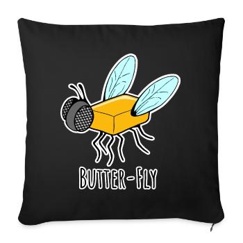 Butter Fly - Butter Fly Flat Joke - Sofa pillowcase 17,3'' x 17,3'' (45 x 45 cm) - black - Front