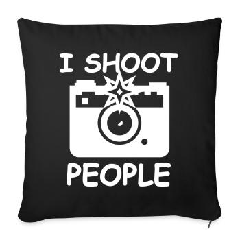 Ich fotografiere Menschen T-Shirt Kamera - Sofakissenbezug 45 x 45 cm - Schwarz - Vorne