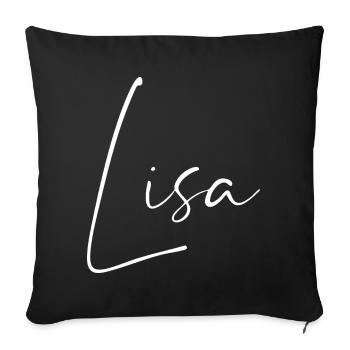 lisa / handschrift name design (weiß) - Sofakissenbezug 45 x 45 cm - Schwarz - Vorne