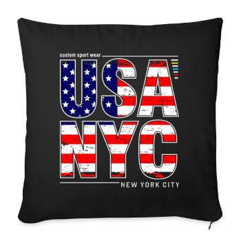 USA NYC Flag Lettering Graphics - Sofa pillowcase 17,3'' x 17,3'' (45 x 45 cm) - black - Front