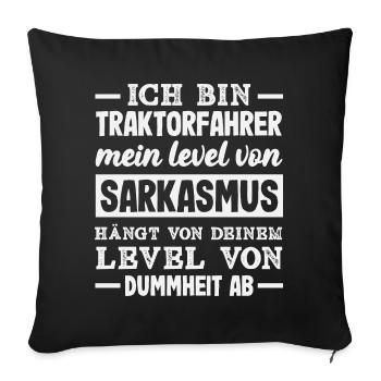 Cadeau drôle de conducteur de tracteur - Housse de coussin décorative 45 x 45 cm - noir - Devant