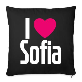 I Love Sofia Pinkes Herz Ich liebe Sofia - Sofakissenbezug 45 x 45 cm - Schwarz - Vorne