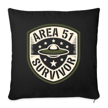 Funny Area 51 Survivor Alien UFO - Sofa pillowcase 17,3'' x 17,3'' (45 x 45 cm) - black - Front