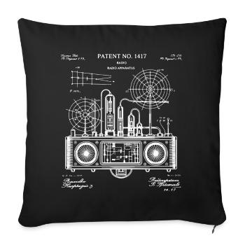 Retro Blueprint Boombox Circuitry - Sofa pillowcase 17,3'' x 17,3'' (45 x 45 cm) - black - Front