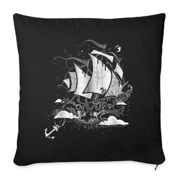 Fantastic Sailing Ship Retro Illustration Style - Sofa pillowcase 17,3'' x 17,3'' (45 x 45 cm) - black - Front