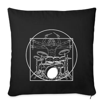 Vitruvian Drummer Masterpiece Drum Art Design - Sofa pillowcase 17,3'' x 17,3'' (45 x 45 cm) - black - Front