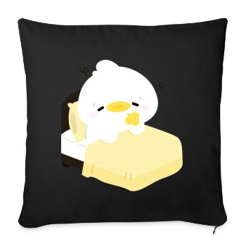 Cozy Sleepy Duck on Yellow Bed - Sofa pillowcase 17,3'' x 17,3'' (45 x 45 cm) - black - Front