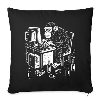 Schreibtischgebundener Affenprogrammierer - Sofakissenbezug 45 x 45 cm - Schwarz - Vorne