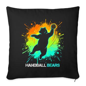 Handball Bär Kinder Sport Tier Handballer Motiv - Sofakissenbezug 45 x 45 cm - Schwarz - Vorne