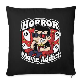 Horror Movie Addict Cartoon - Sofa pillowcase 17,3'' x 17,3'' (45 x 45 cm) - black - Front