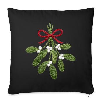 Embroidered mistletoe – romantic Christmas (printed) - Sofa pillowcase 17,3'' x 17,3'' (45 x 45 cm) - black - Front
