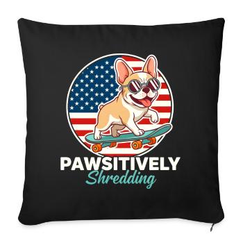 Pawsitively Shredding French Bulldog Skater - Sofa pillowcase 17,3'' x 17,3'' (45 x 45 cm) - black - Front