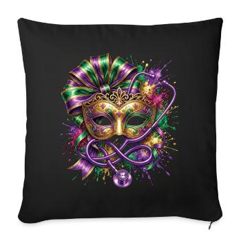Masque de l’infirmière docteur du Mardi Gras - Housse de coussin décorative 45 x 45 cm - noir - Devant