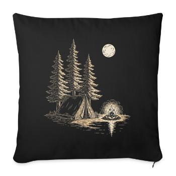 Night camp at the Seewald with tent - Sofa pillowcase 17,3'' x 17,3'' (45 x 45 cm) - black - Front